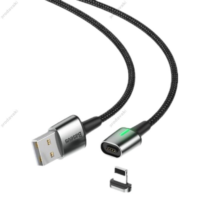 Кабель USD Baseus Lightning Zinc Magnetic 1.5A 2m чорний