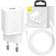 Мережевий зарядний пристрій Baseus Super Si Quick Charger Cable Type-C to iP 1m 20W White TZCCSUP-B02