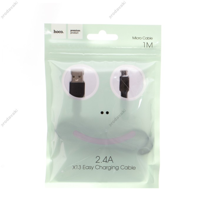 Кабель USB Hoco X13 microUSB 2.4A 1m чорний