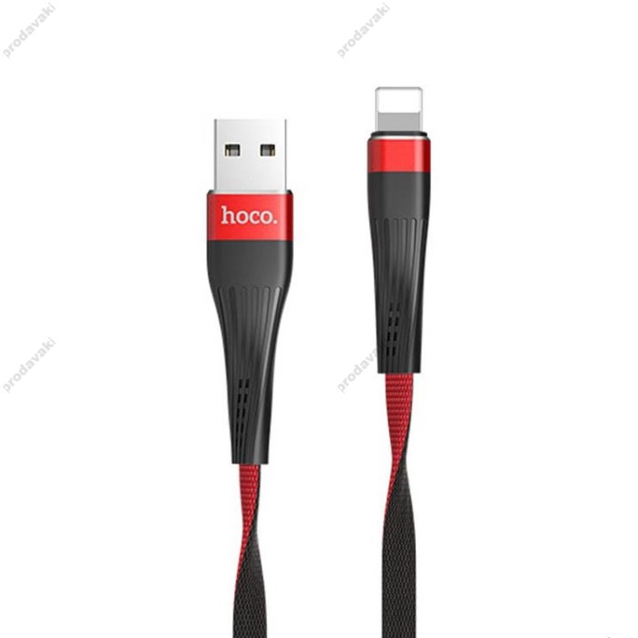 Кабель USB Hoco U39 Slender Lightning 2.4A 1.2m чорний/червоний