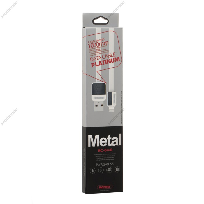 Кабель USB Remax RC-044i lightning Platinum Metal 1m білий