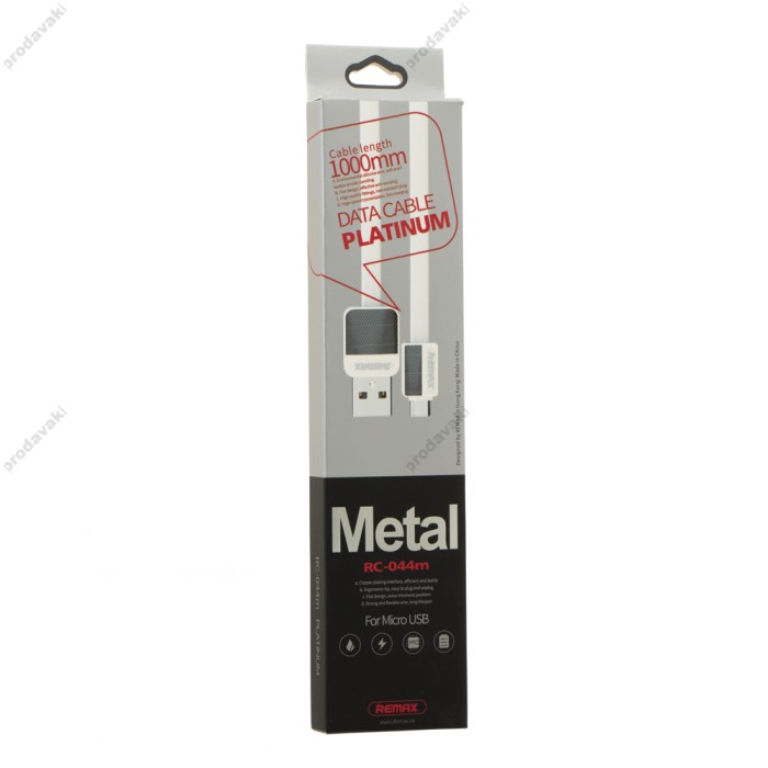 Кабель USB Remax RC-044 Platinum Metal microUSB 1m білий