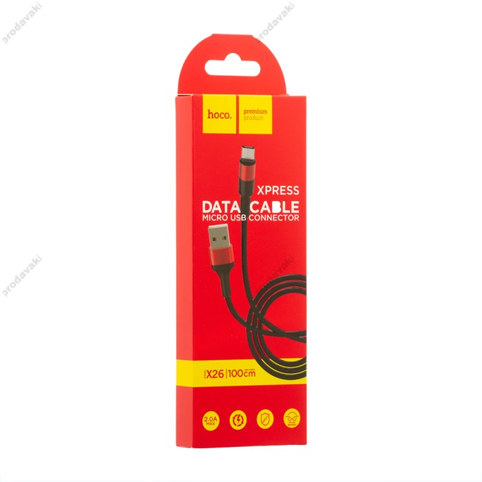 Кабель USB Hoco X26 Xpress microUSB 1m чорно-червоний