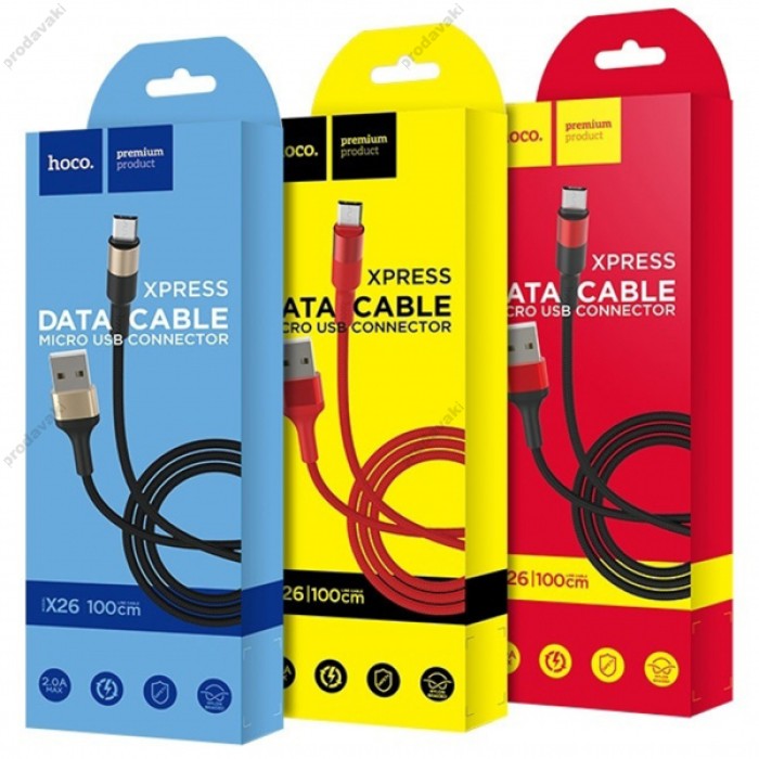 Кабель HOCO X26 Xpress Charging для Micro 2A/1m. Black&amp;Gold
