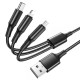 Кабель BOROFONE BX50 3-in-1 Fresco charging для Lightning+Micro+Type-C 2.4A/1m black