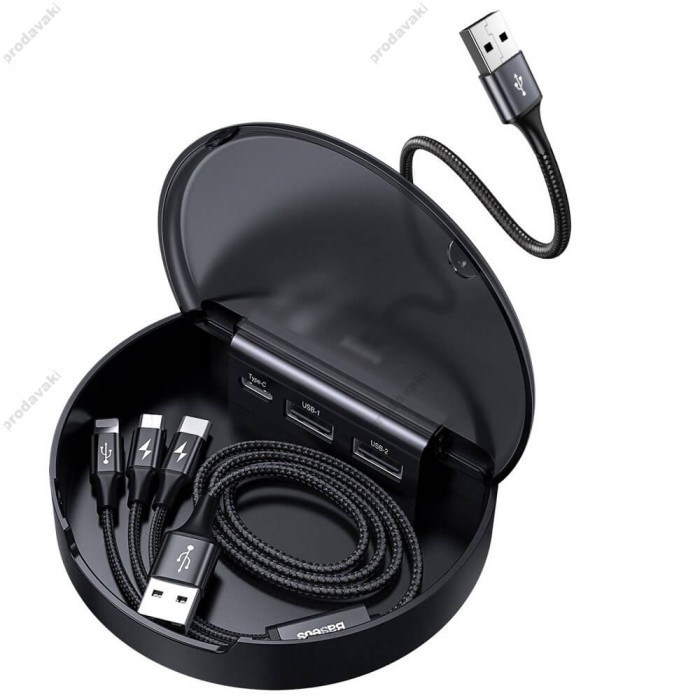 Кабель USB Baseus Car Sharing Station 3-in-1 чорний