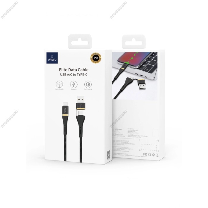 Кабель Wiwu ED-105 USB/Type-C to Lightning 1.2M Black