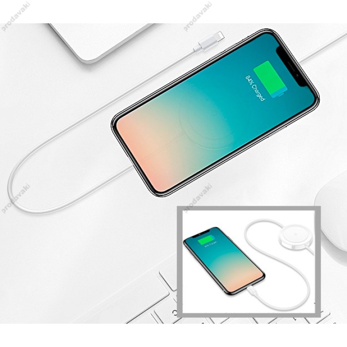 БЗУ для телефону із вбудованим кабелем Lightning Baseus (WXCA-01) 5W (Білий)