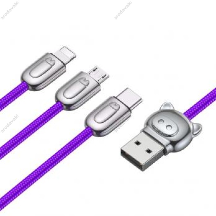 Кабель Baseus 3-in-1 USB Cable of Three Little Pigs USB M+L+T 3.5A 1.2m (CAMLT-PG01, CAMLT-PG03, CAMLT-PG09)
