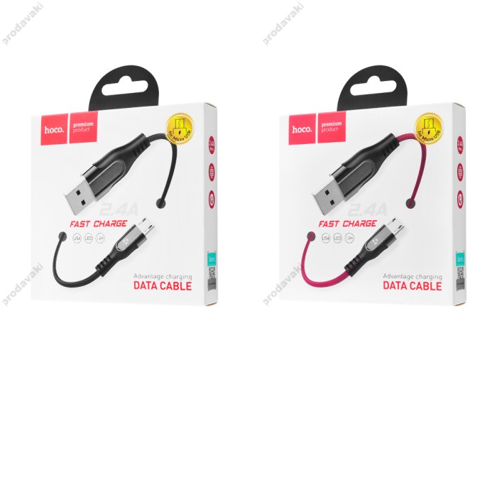 Кабель USB Hoco U54 Advantage microUSB 2.4A 1.2m чорний