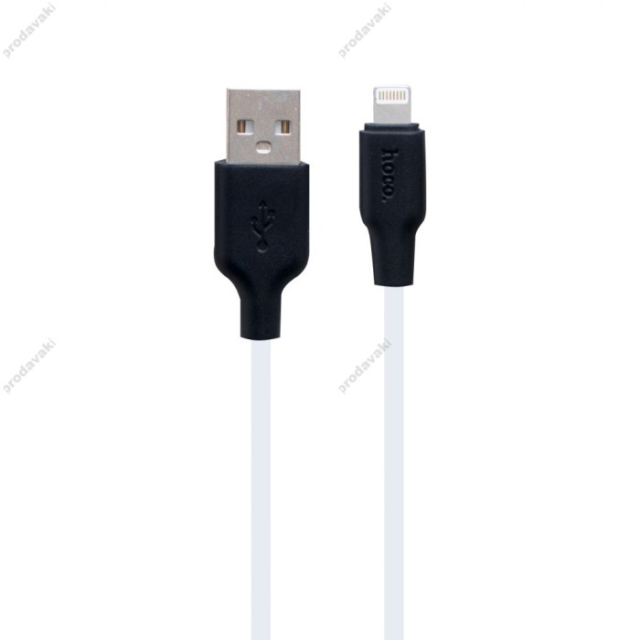 Кабель USB Hoco X21 Plus lightning Silicone 2.4A 1m чорний/білий