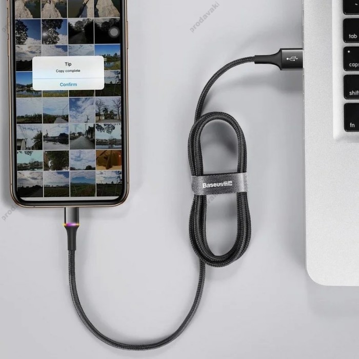 Кабель USB Baseus Halo Data Lightning 2.4A 1m чорний