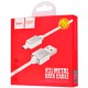 Кабель USB Hoco U49 Refined Steel microUSB 2.4A 1.2m білий