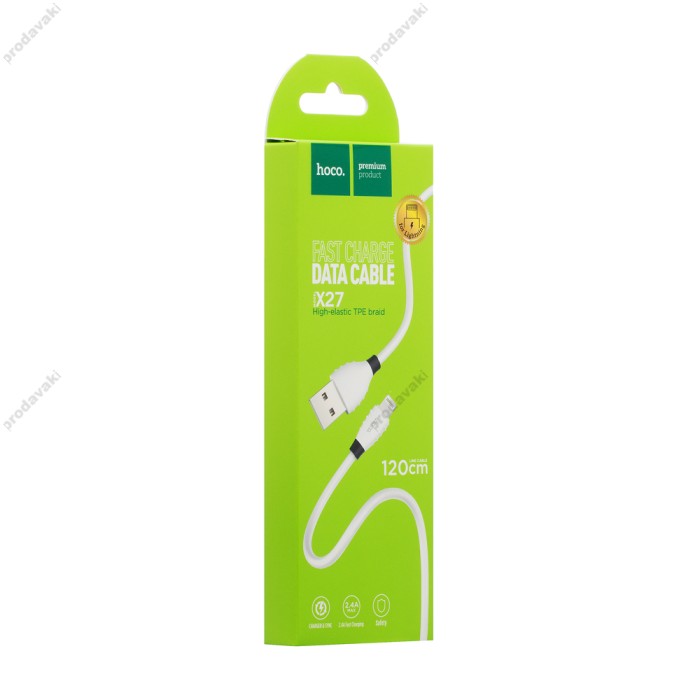Кабель USB Hoco X27 Excellent Lightning Cable 2.4A (1.2 m) білий
