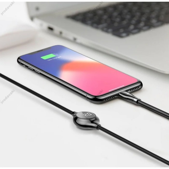 Кабель USB to Lightning 1.2m Baseus Big Eye Digital Display чорний