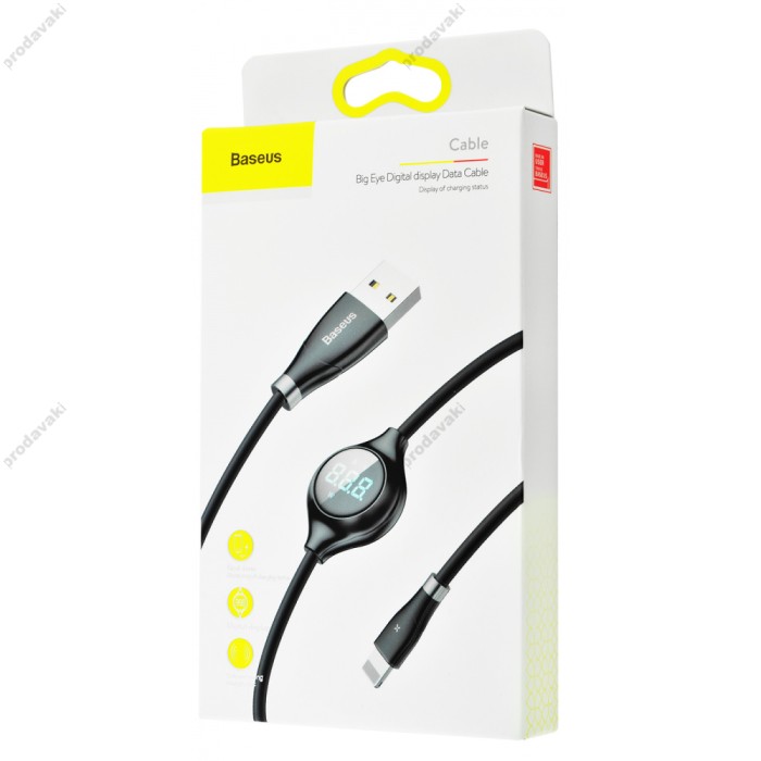 Кабель USB to Lightning 1.2m Baseus Big Eye Digital Display чорний