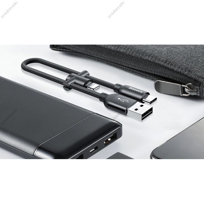 Кабель USB Baseus U-shaped Portable Type-C/Lightning Cable чорний