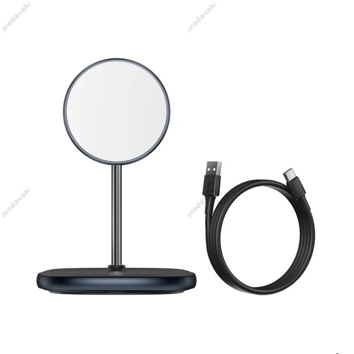 Бездротова зарядка MagSafe Baseus Swan Magnetic Desktop Bracket Wireless Charger 15W чорний (WXSW-02)