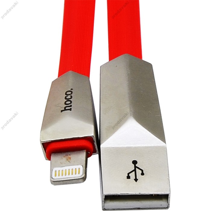 Кабель для iPhone 5/6 Hoco X4 Zinc Alloy Rhombic Lightning cable (1.2 m) червоний