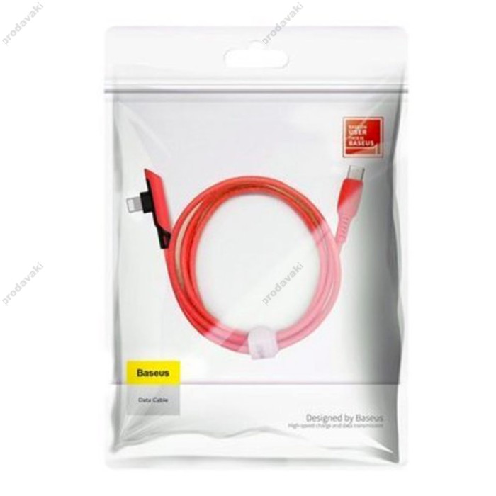 Кабель USB Baseus Colorful Elbow Type-C to lightning 18W 1.2m dreen червоний