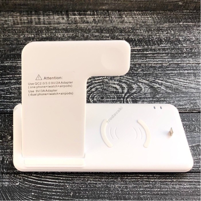 Бездротова зарядка стенд smart 4in1 fast 15w (phone+phone+apple watch+airpods)
