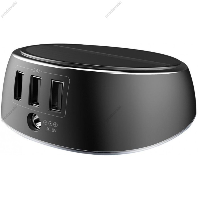 Бездротове та дротове ЗУ для телефону 2в1 на 3 USB 3.4А Baseus (CCALL-XK01) із швидкою зарядкою (Чорний)