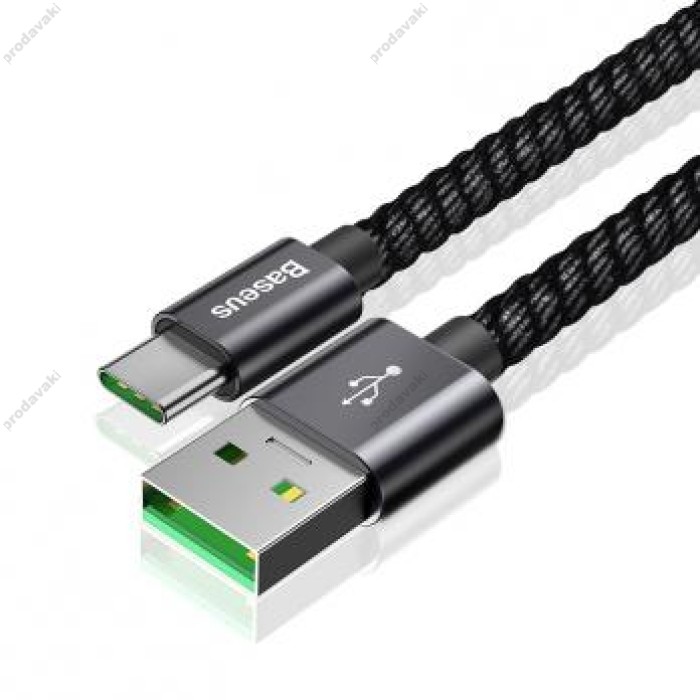 Кабель Baseus double fast charging USB Cable USB для Type-C 5A 1M Чорний