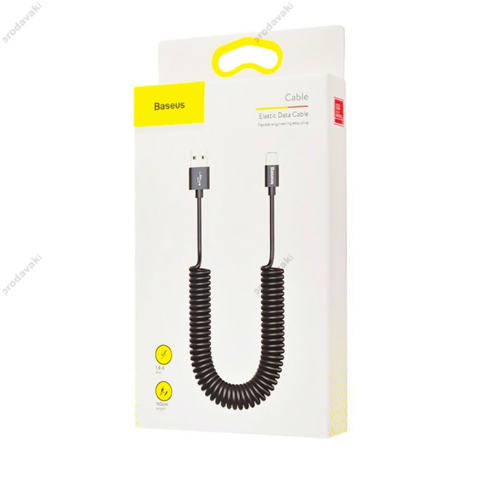 Кабель USB Baseus Elastic Lightning 1.8A 1m чорний