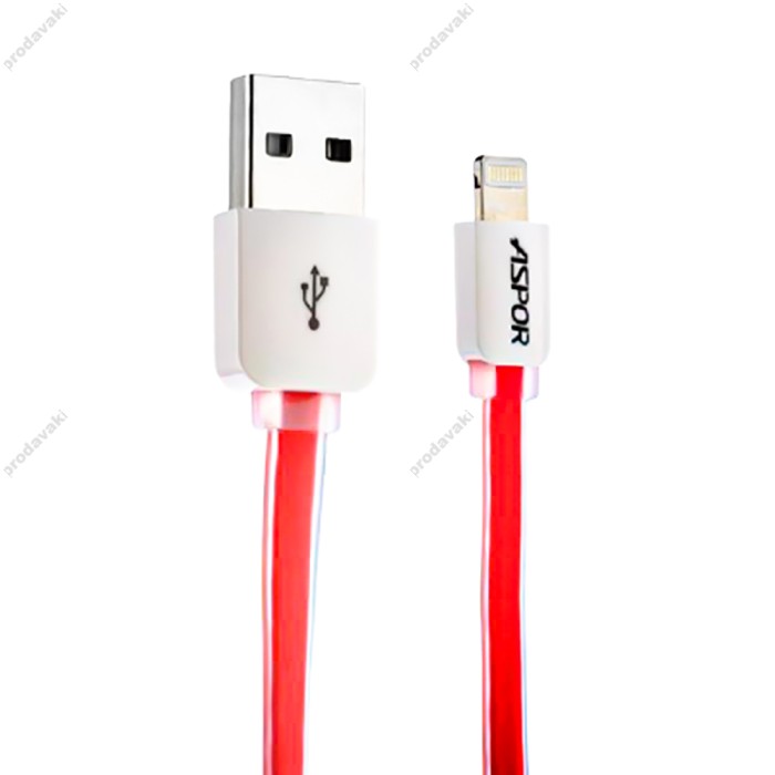 Кабель USB Cable Aspor lightning A108 iPhone 5 Red (червоно-білий)
