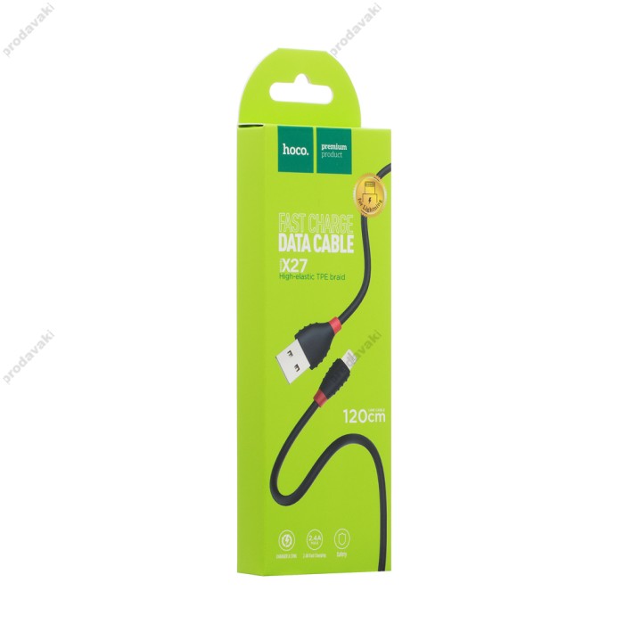 Кабель USB Hoco X27 Excellent Lightning Cable 2.4A 1.2 m чорний