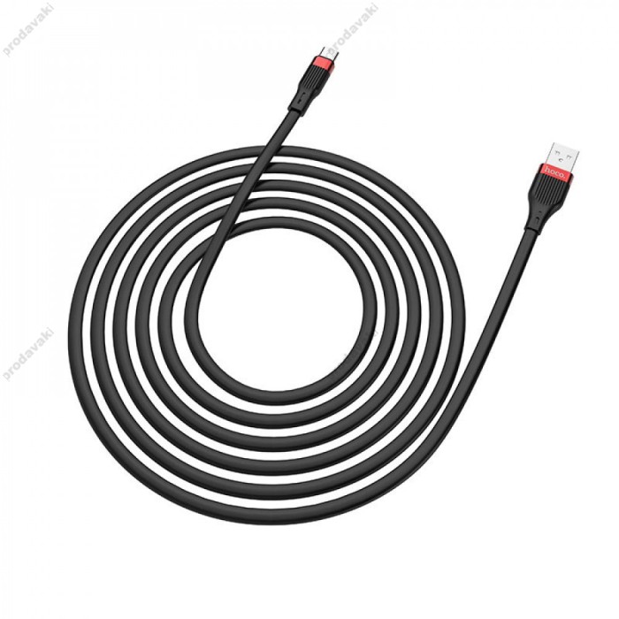 Кабель USB Hoco U72 Forest Silicone microUSB 2.4A 1.2m чорний