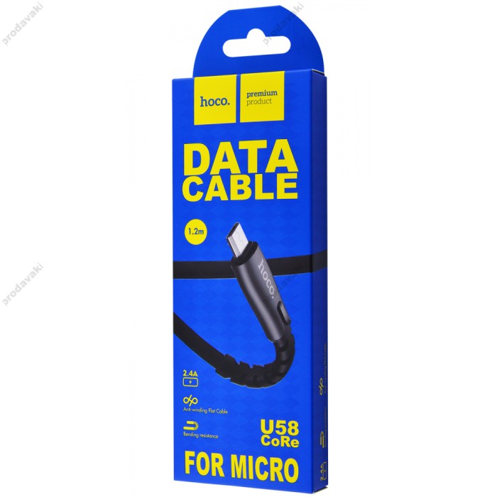 Кабель USB Hoco U58 Core microUSB 1.2m чорний