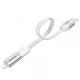Кабель HOCO U87 Cool 2-in-1 Silicone charging cable для Lightning+Type-C 2,4A/0,2m. White