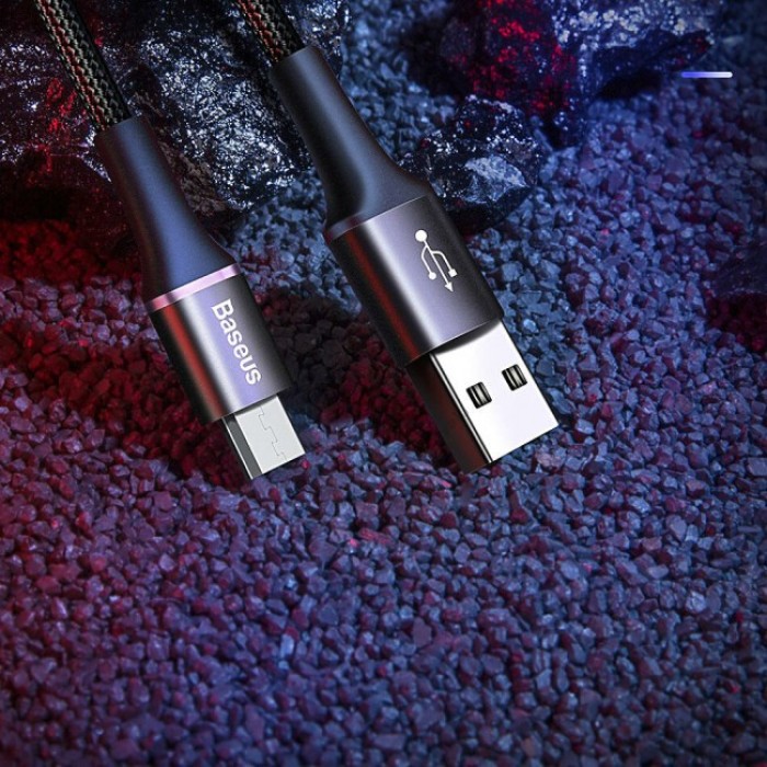 Кабель USB Baseus microUSB Halo Data 0.25m чорний