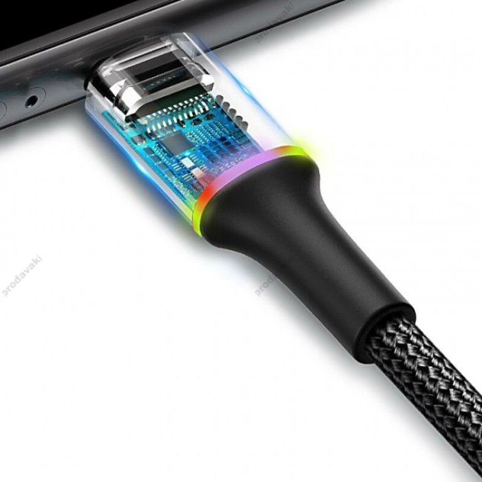 Кабель USB Baseus microUSB Halo Data 0.25m чорний