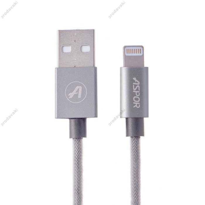 Кабель USB для iPhone 5/6 Aspor A128 сірий