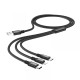 Кабель HOCO X14 Times Speed для Combo 3-in-1(LM-Tc) 2A/1m. Black