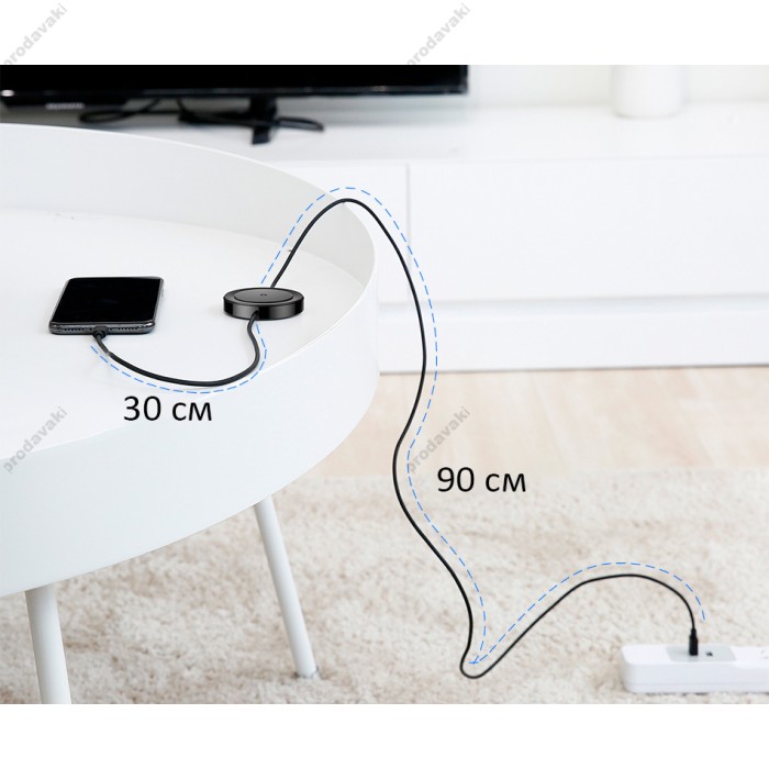БЗУ для телефону із вбудованим кабелем Lightning Baseus (WXCA-01) 5W (Чорний)
