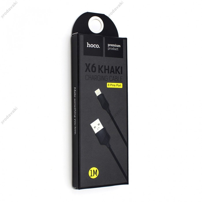 Кабель Hoco X6 Khaki Lightning Charging Cable (1 m) чорний