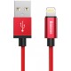 Кабель Lightning Baseus Simple Version of AntiLa MFI Metal (1,0m) червоний