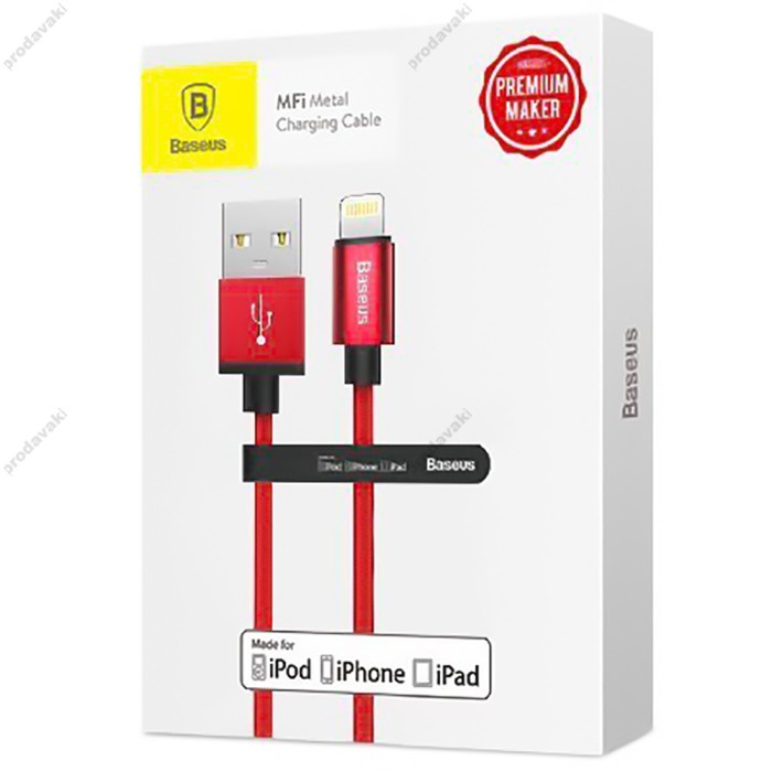 Кабель Lightning Baseus Simple Version of AntiLa MFI Metal (1,0m) червоний