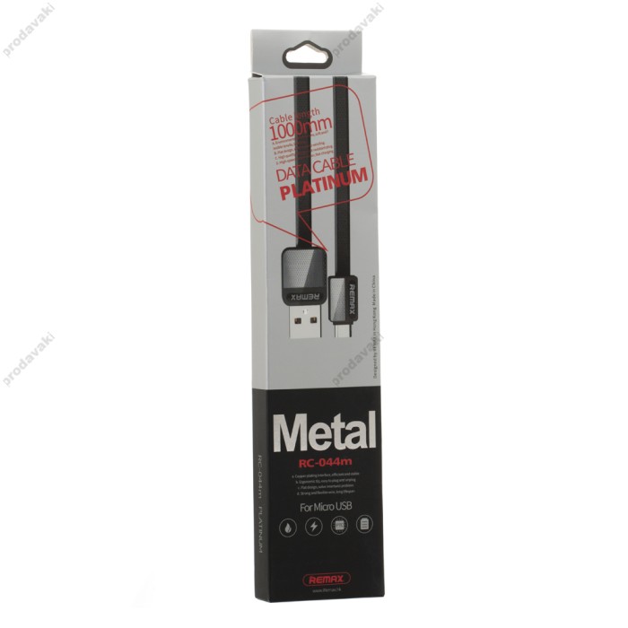 Кабель USB Remax RC-044 Platinum Metal microUSB 1m чорний