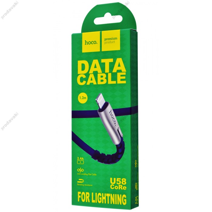 кабель USB Hoco U58 Core Lightning 1.2m синій