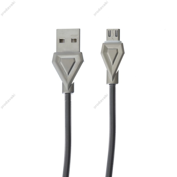 Кабель USB Hoco U25 Golden Armor microUSB 2.4A fast charging 1m сірий