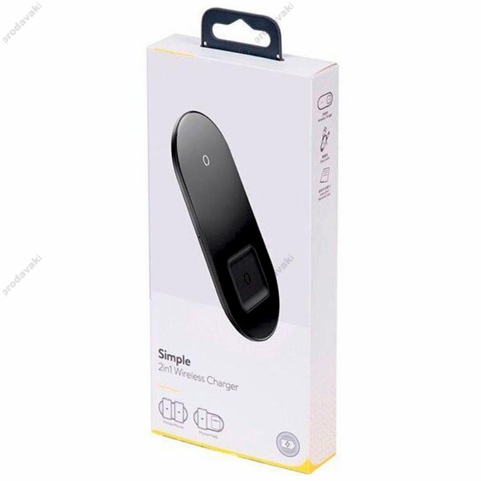 Бездротовий зарядний пристрій Baseus Simple 2in1 18W чорний