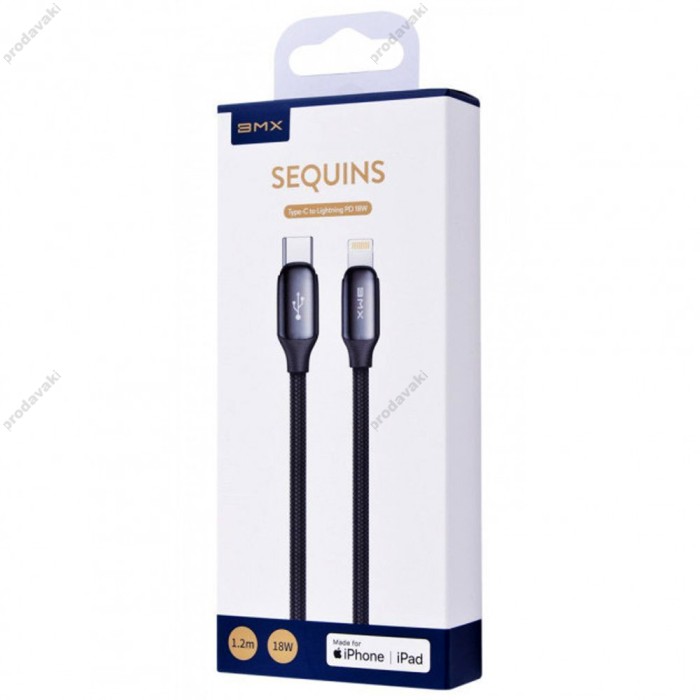 Кабель USB Baseus BMX Sequins MFI Type-C to Lightning 18W 1.2m чорний