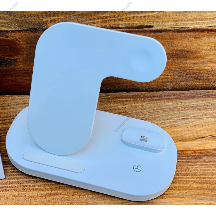 Бездротова зарядка стенд smart 3in1 fast 15w (phone+apple watch+airpods)
