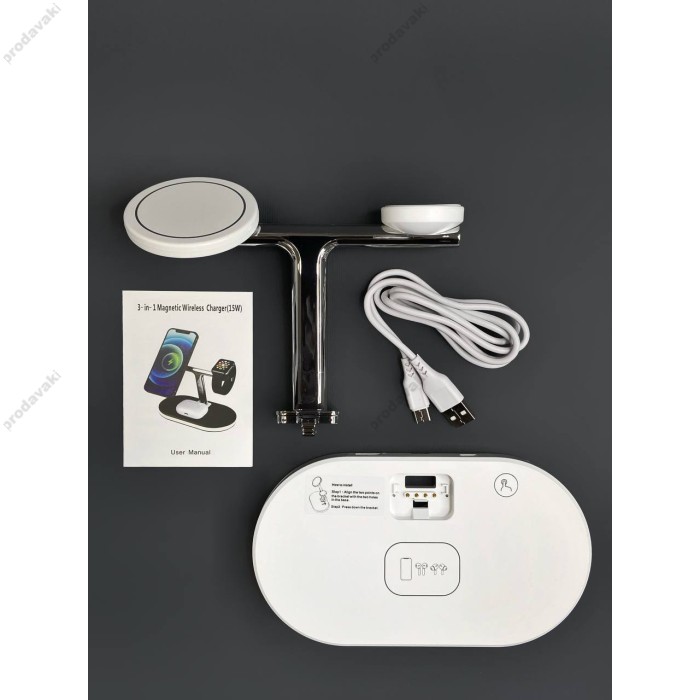 Бездротова зарядка стенд Smart 3 in 1 C300 15W (phone+apple watch+airpods)