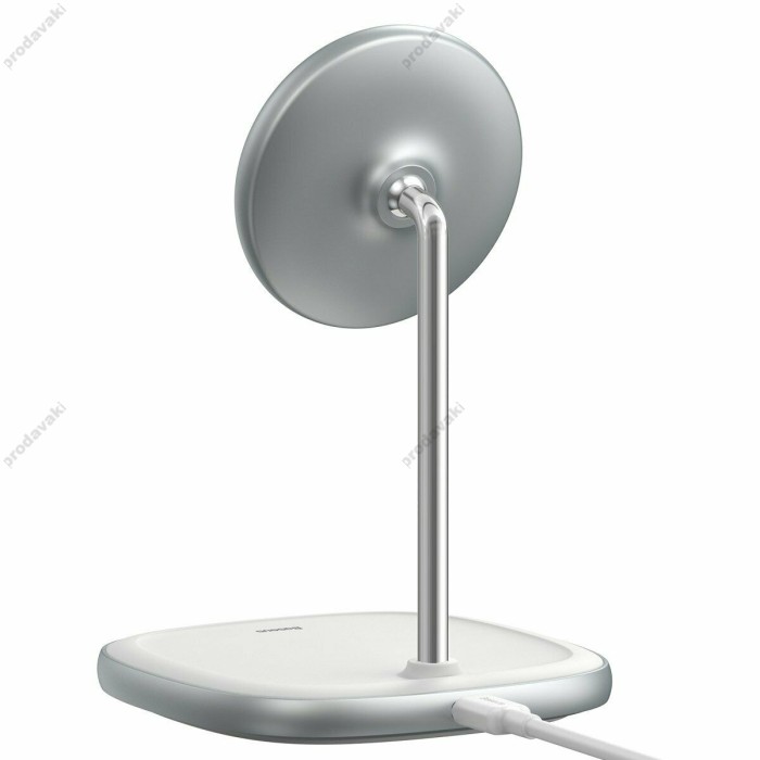Бездротова зарядка MagSafe Baseus Swan Magnetic Desktop Bracket Wireless Charger 15W Біла (WXSW-02)