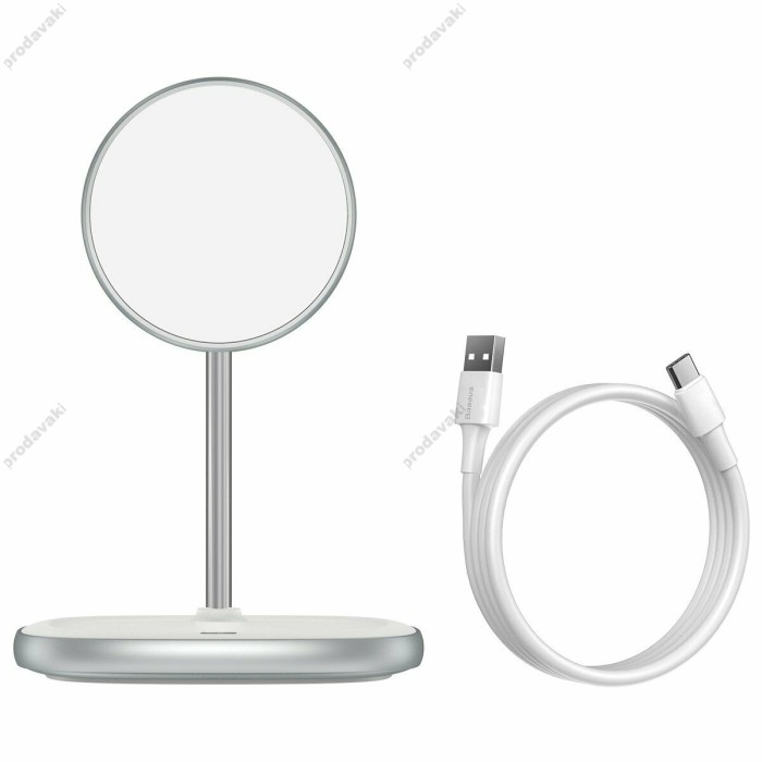 Бездротова зарядка MagSafe Baseus Swan Magnetic Desktop Bracket Wireless Charger 15W Біла (WXSW-02)